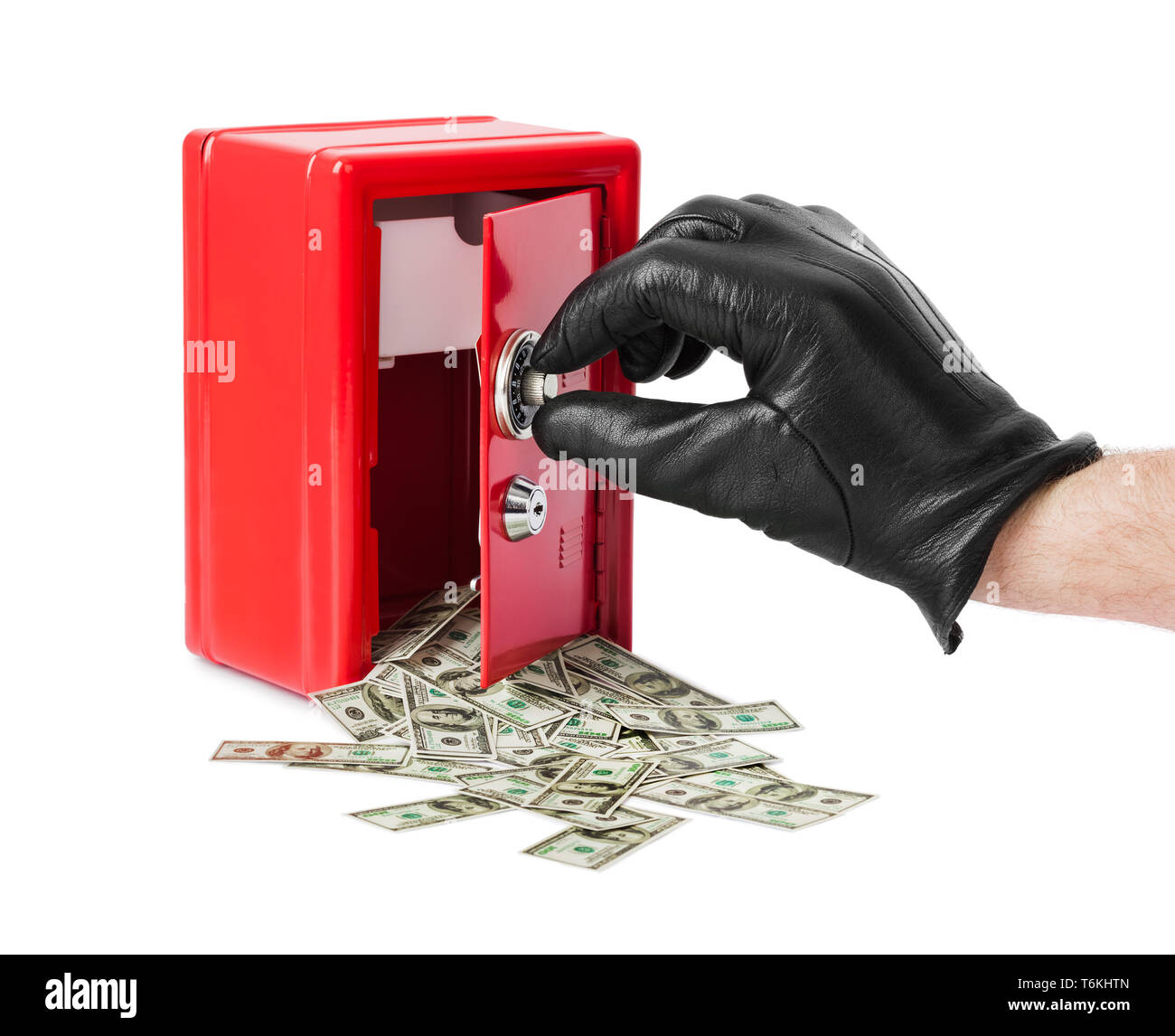 Mano e cassetta di sicurezza Foto Stock