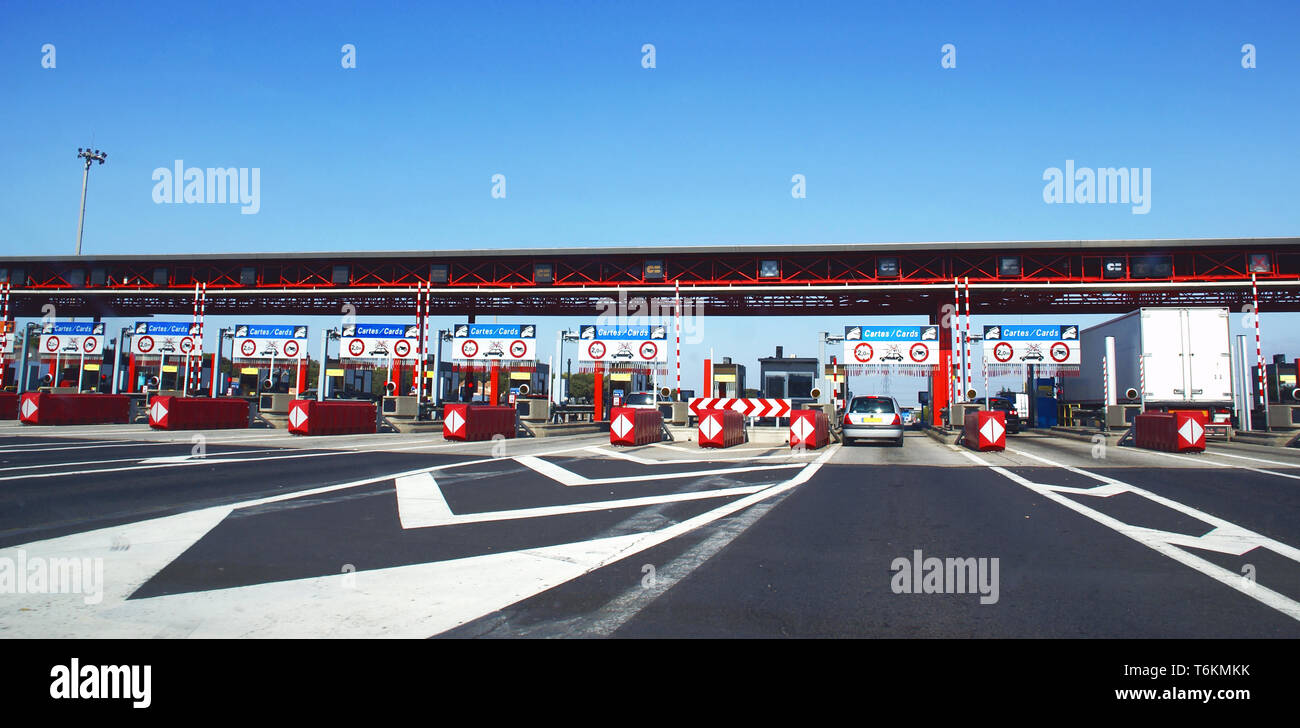 Pedaggio in autostrada. Foto Stock