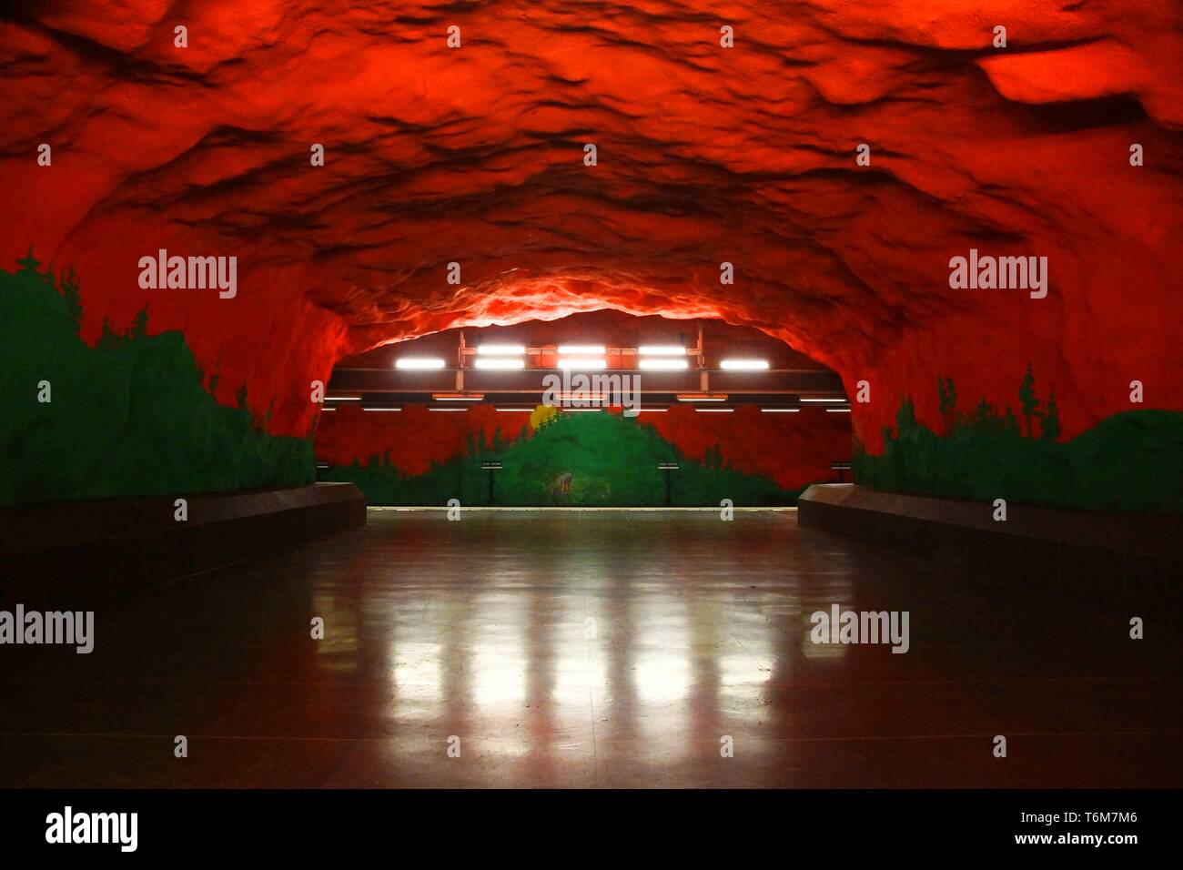 Solna Centrum Stazione della metropolitana di Stoccolma Foto Stock