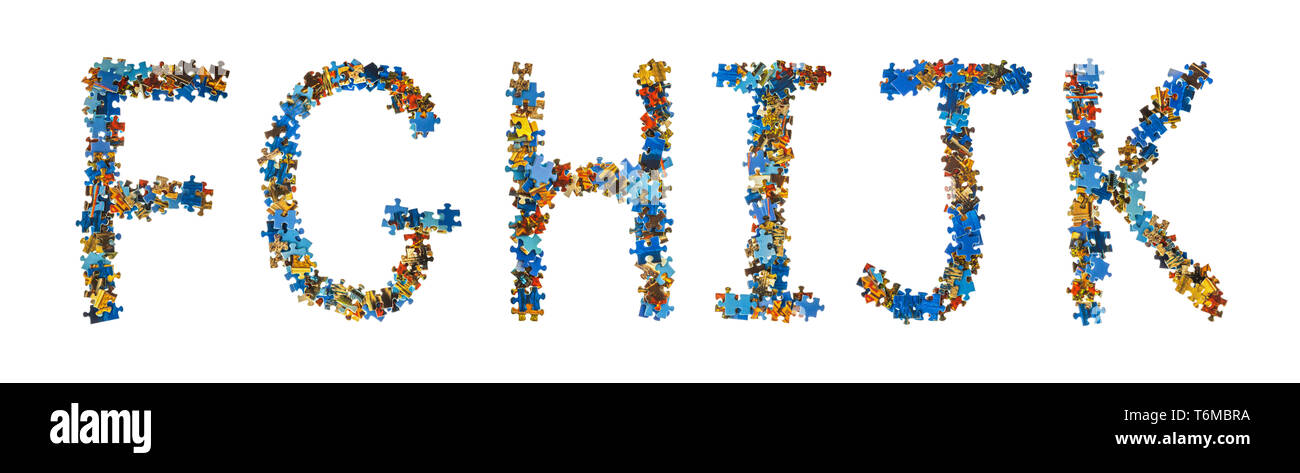 Alfabeto fatto di pezzi di un puzzle - concetto di istruzione Foto Stock