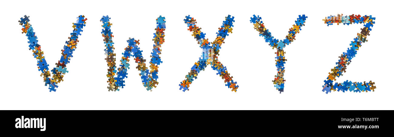 Alfabeto fatto di pezzi di un puzzle - concetto di istruzione Foto Stock