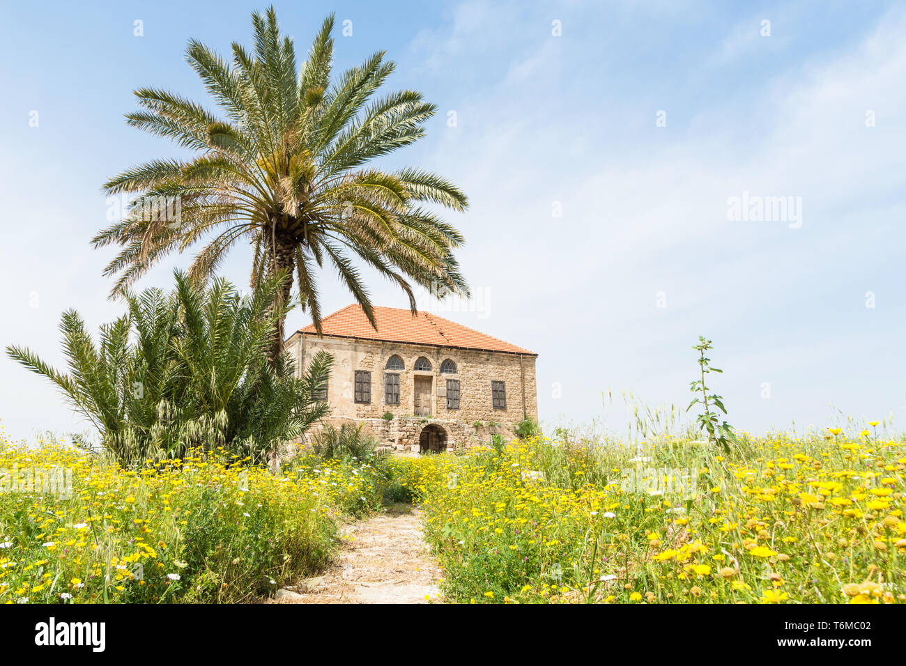 Othman Al Housami casa costruita nella tradizionale architettura libanese, Byblos sito archeologico, Jbeil, Libano Foto Stock
