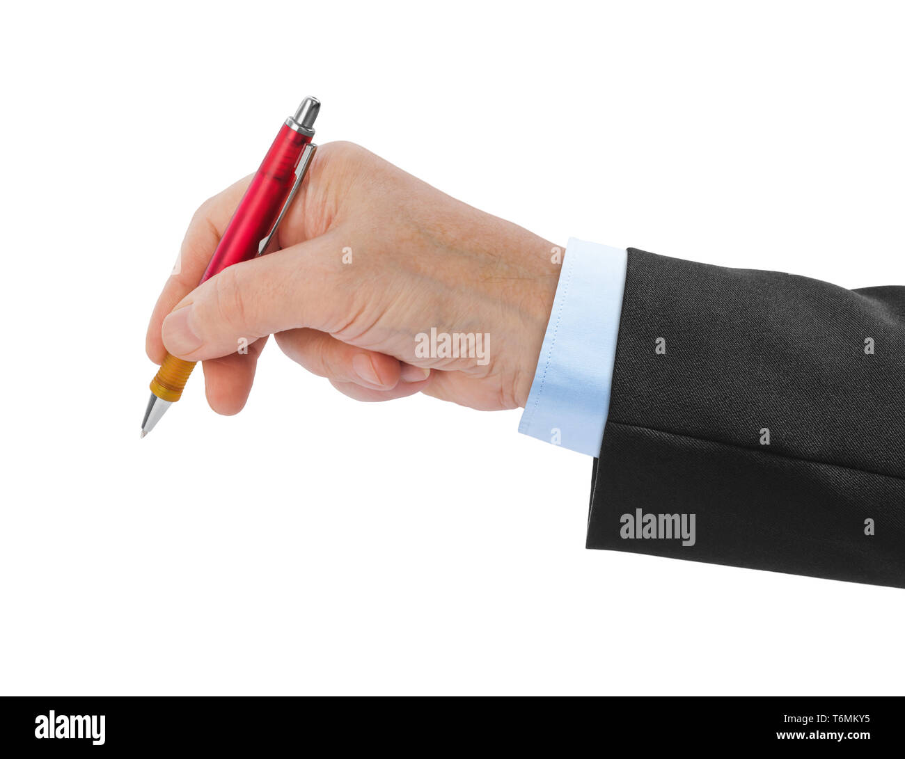 Mano con penna Foto Stock