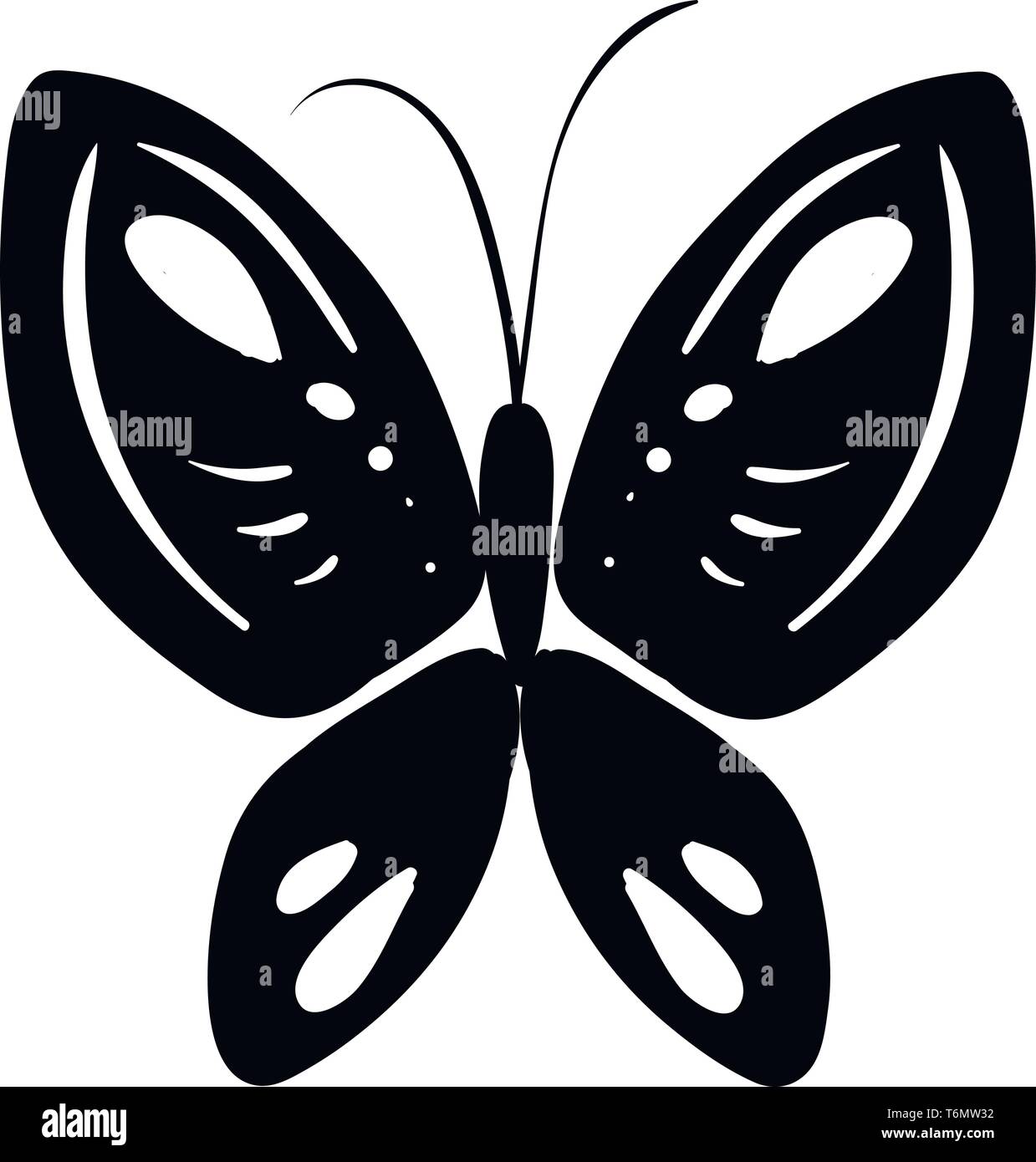 Schizzo di una farfalla nero lo sfondo bianco Illustrazione Vettoriale