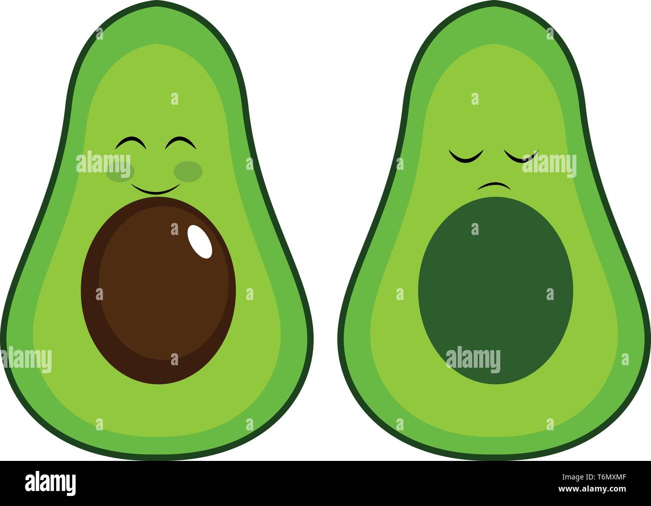 Due metà di un avocado Illustrazione Vettoriale