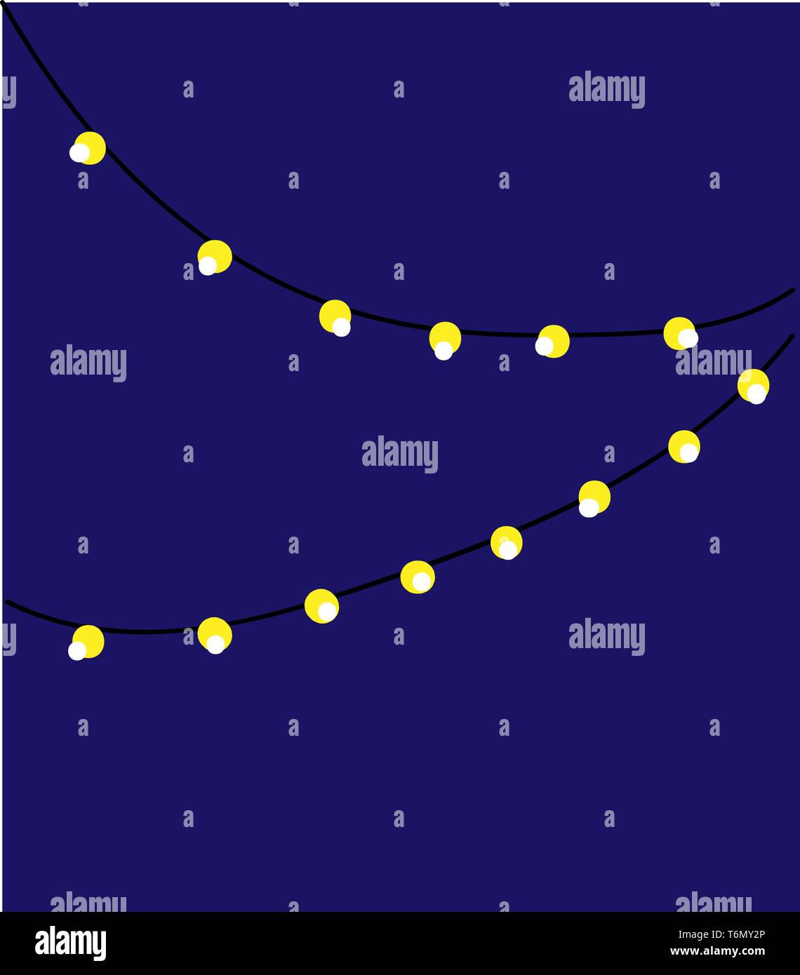 Di notte le luci sul filo illustrazione vettore su sfondo bianco Illustrazione Vettoriale