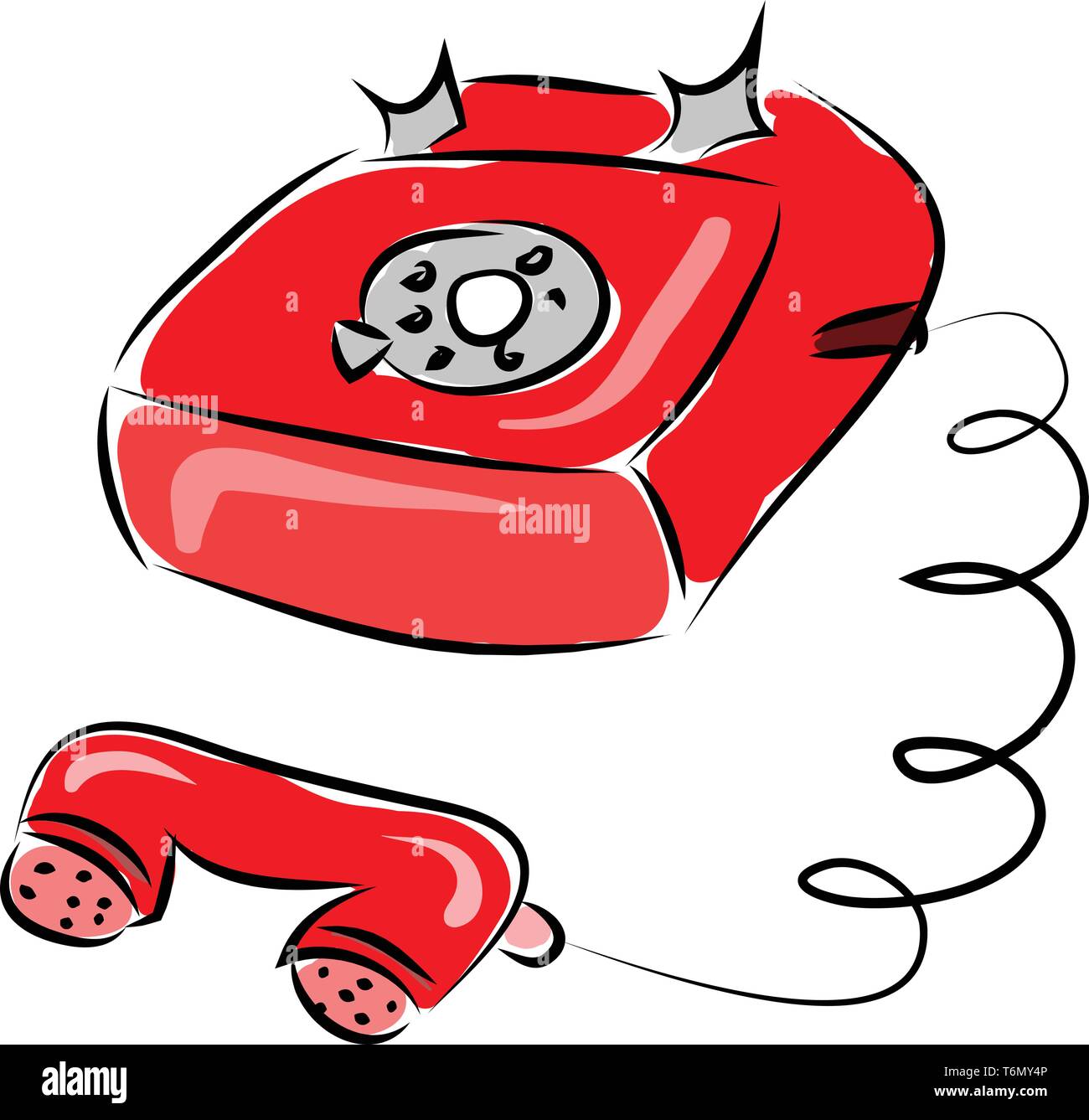 Il vecchio telefono rosso illustrazione vettore su sfondo bianco Illustrazione Vettoriale