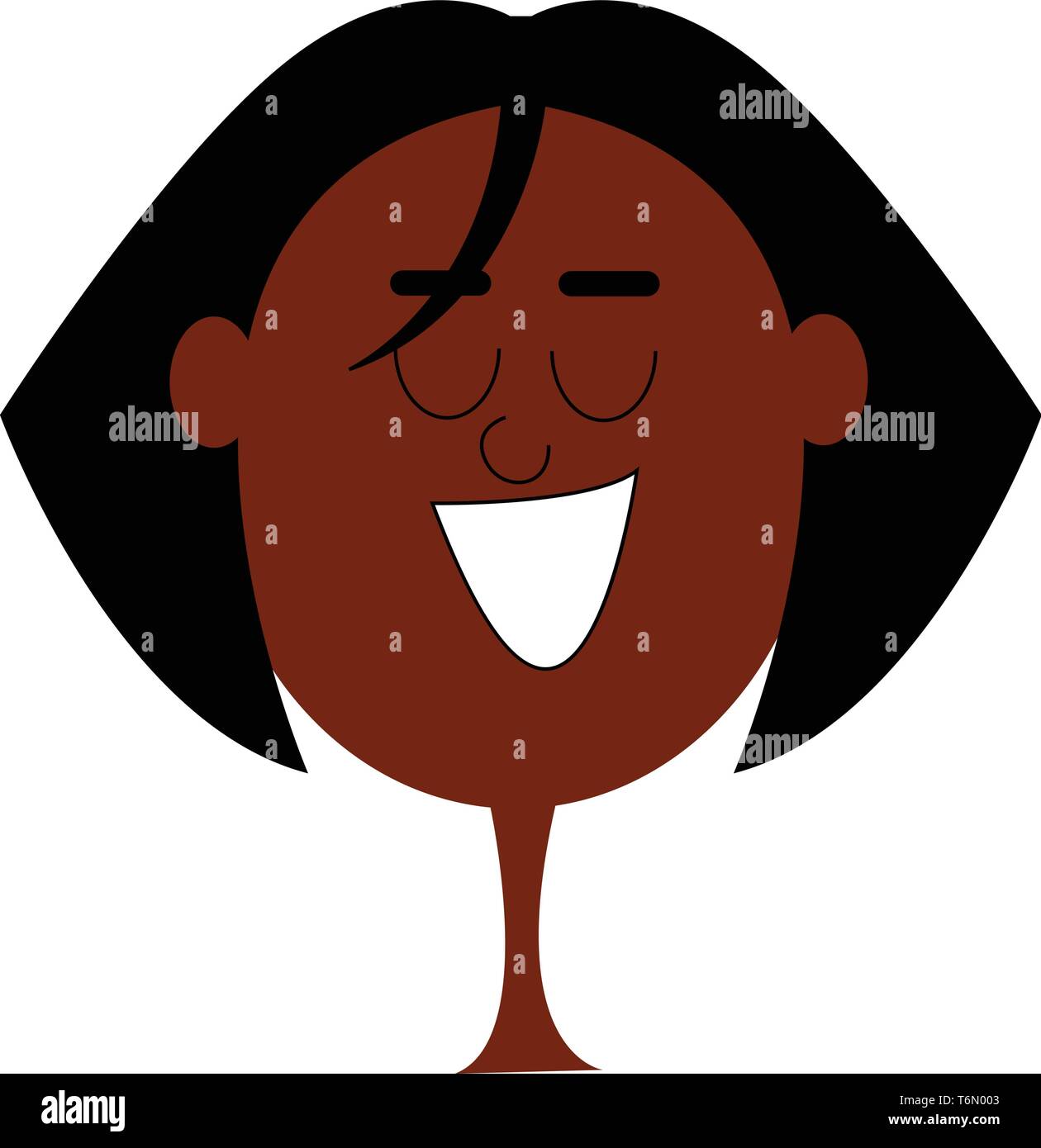 Un felice americano africano con un bianco luminoso sorriso cantare ad alta voce il vettore il colore di disegno o illustrazione Illustrazione Vettoriale