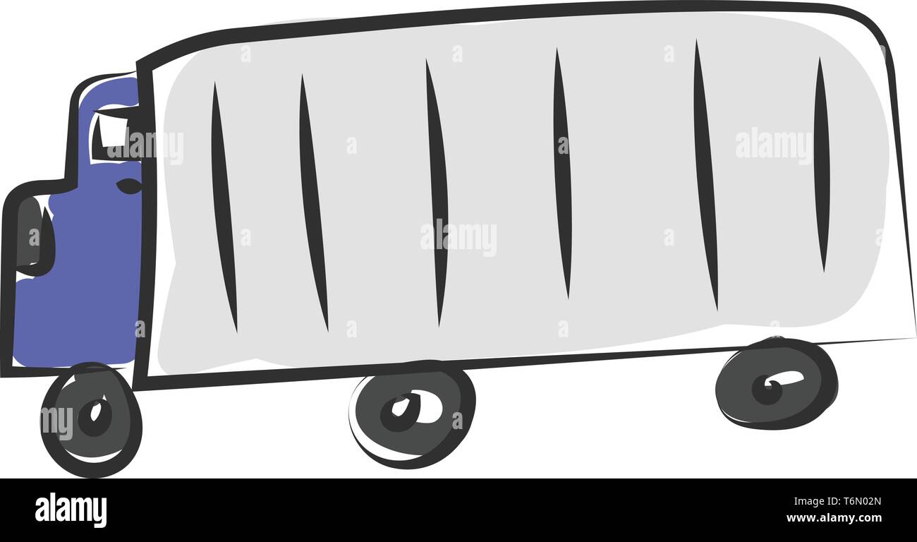 Un big blue Carrello con un grande contenitore che ha sei ruote sul vettore che il colore di disegno o illustrazione Illustrazione Vettoriale