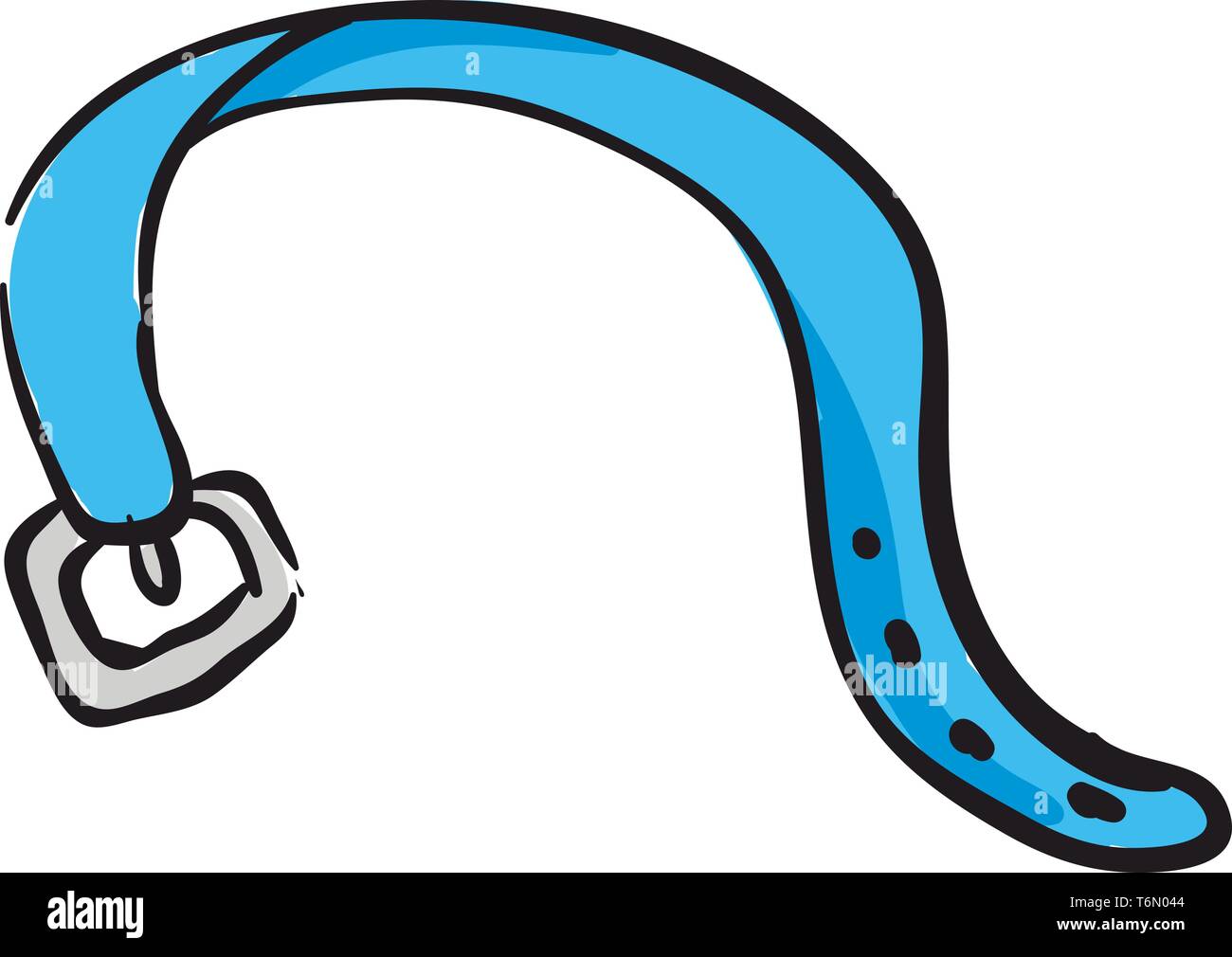 Un colore blu cinghia con una fibbia e quattro fori nel vettore è il colore di disegno o illustrazione Illustrazione Vettoriale