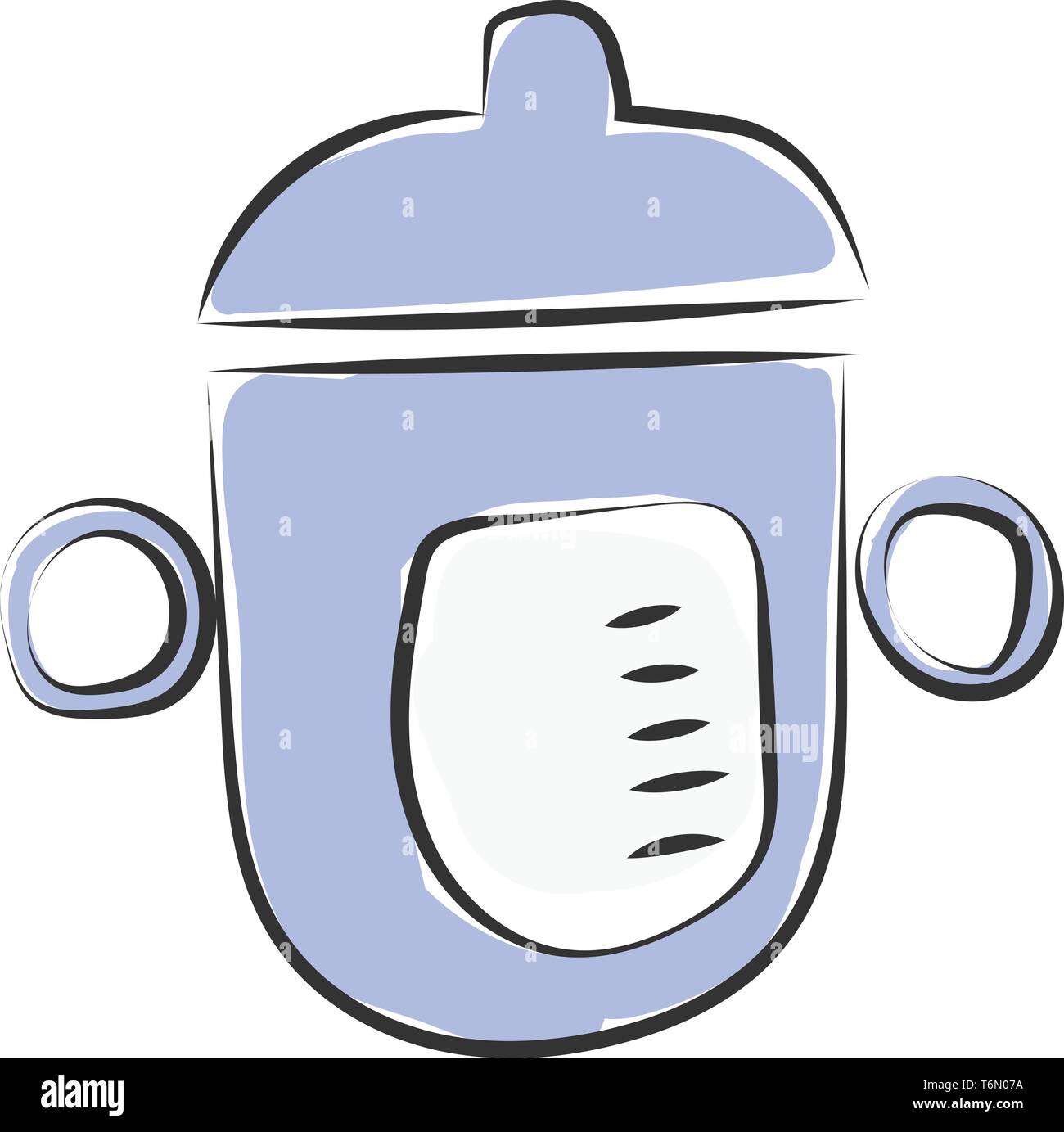 Un colore blu biberon di latte con manico di vettore di disegno a colori o illustrazione Illustrazione Vettoriale