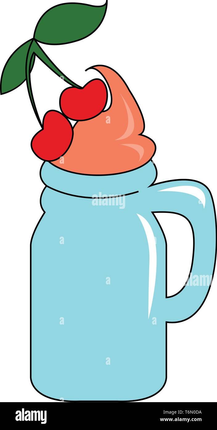 Una bottiglia piena di ricchi e preparati freschi cocktail realizzato al di fuori del vettore di ciliegia colore disegno o illustrazione Illustrazione Vettoriale