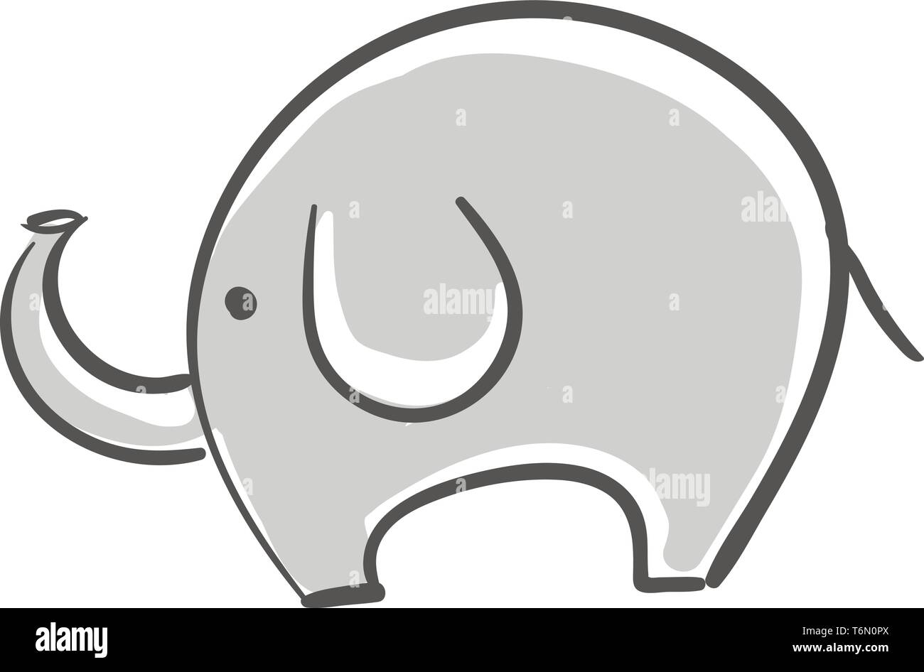 Un piccolo simpatico elefante che è grasso e vettore di breve il colore di disegno o illustrazione Illustrazione Vettoriale