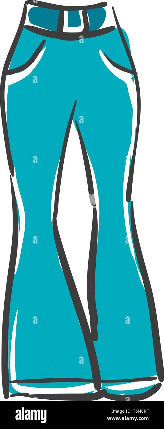 Un vecchio flare pantaloni in colore blu colore del vettore di disegno o illustrazione Illustrazione Vettoriale