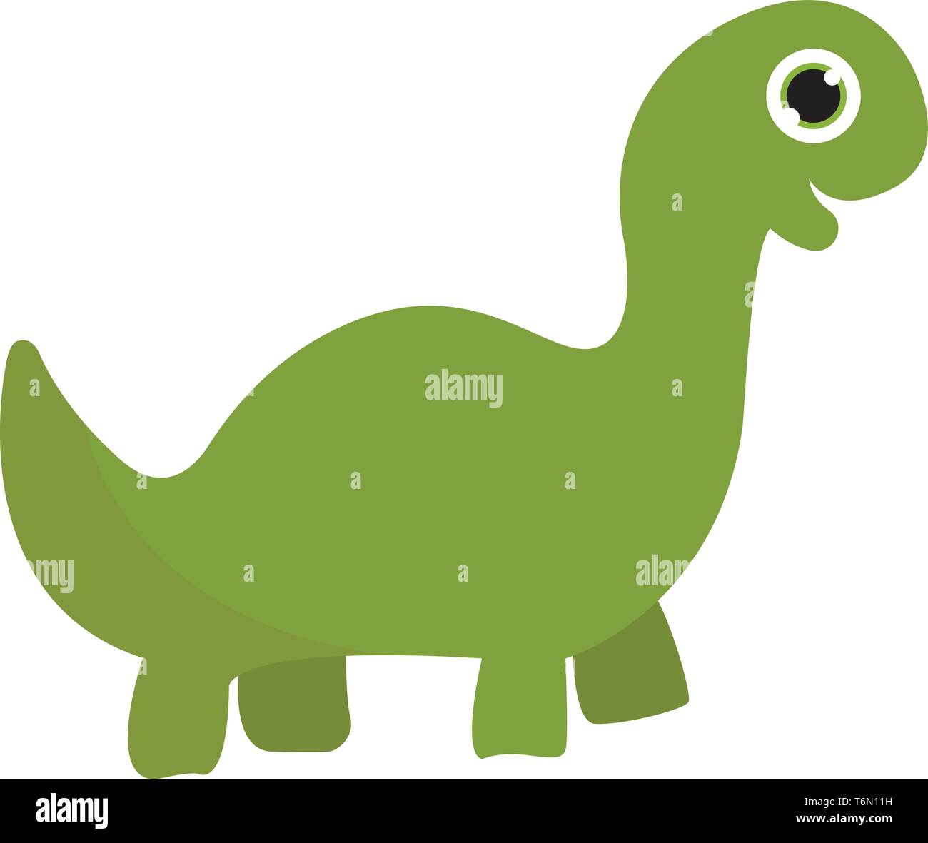 Un simpatico gigante verde vettore di dinosauro il colore di disegno o illustrazione Illustrazione Vettoriale