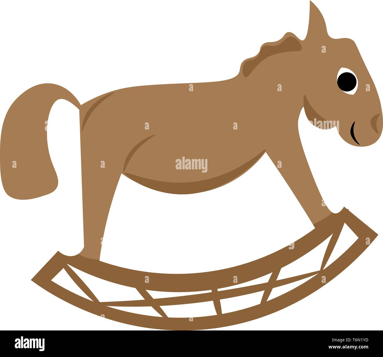 Clipart di un colore marrone modello di un cavallo montato su bilancieri per un bambino per sedersi e rock a va e vieni del vettore di disegno a colori o illustrazione Illustrazione Vettoriale