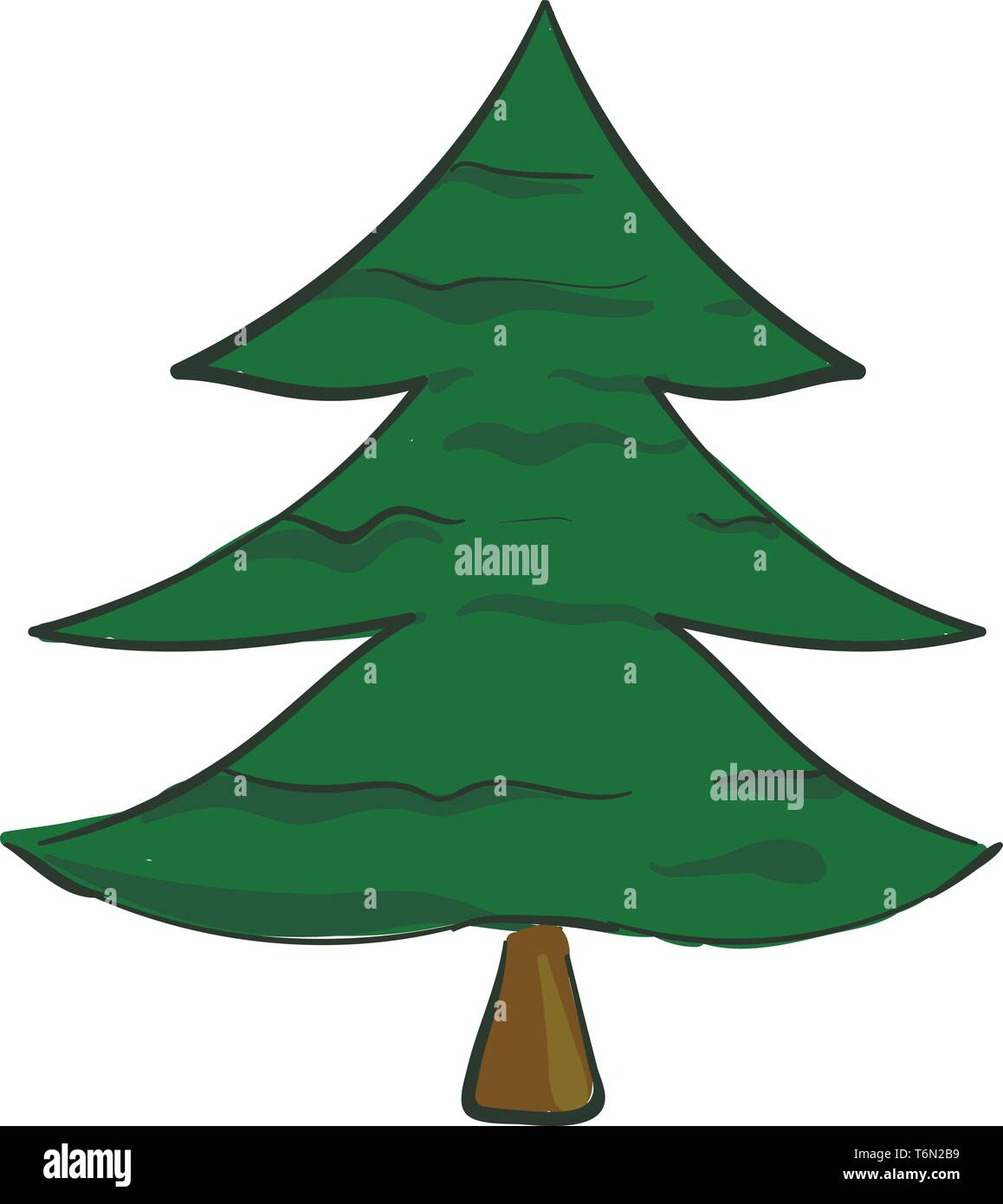 Clipart di una diffusa di conifere albero verde con un segno distintivo di forma conica coni pendenti e un piccolo di colore marrone tronco sembra carino col vettore Illustrazione Vettoriale