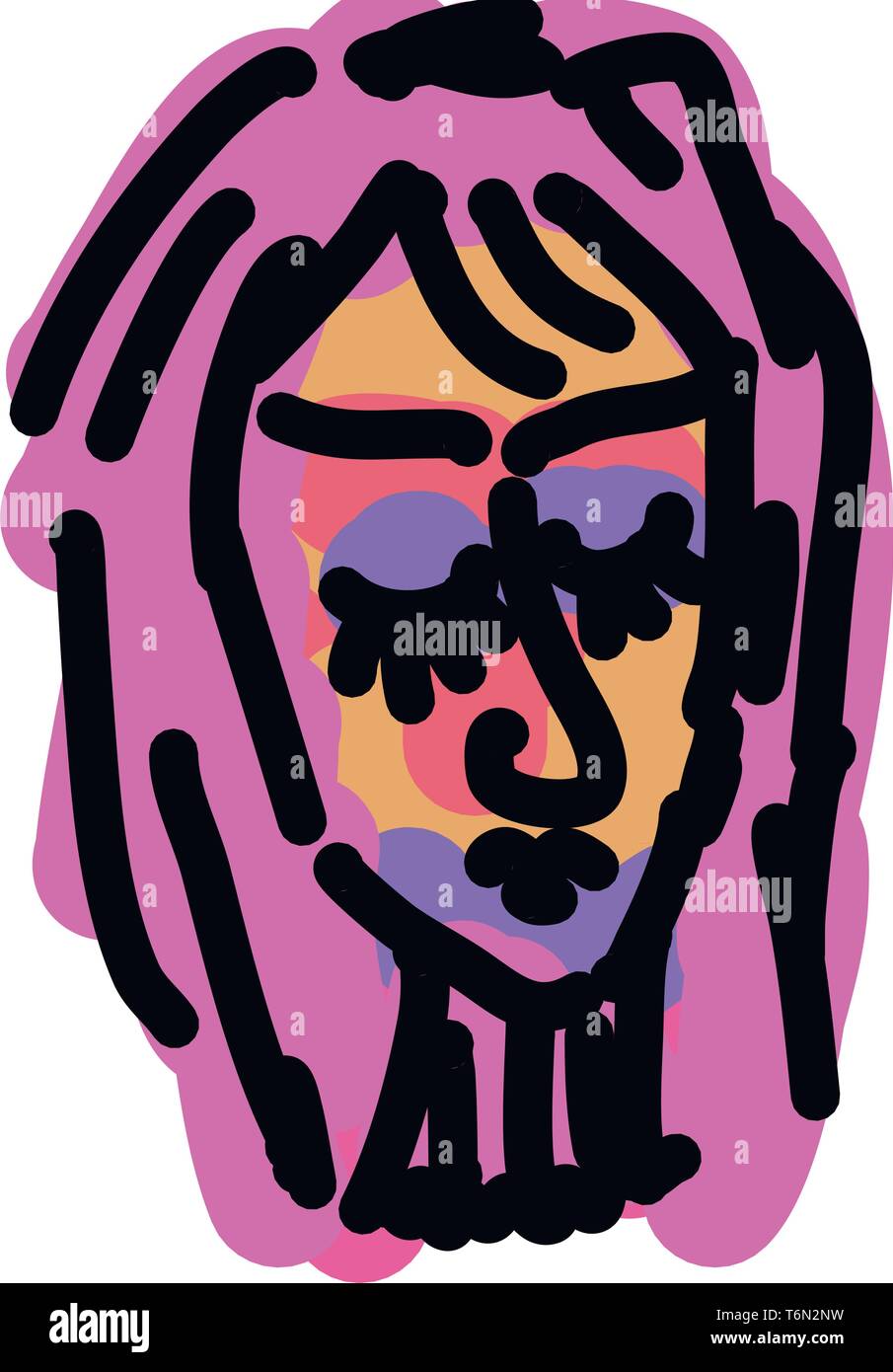 Un colorato la pittura del viso di una donna artistico con splendide ciglia e gli occhi chiusi del vettore di disegno a colori o illustrazione Illustrazione Vettoriale