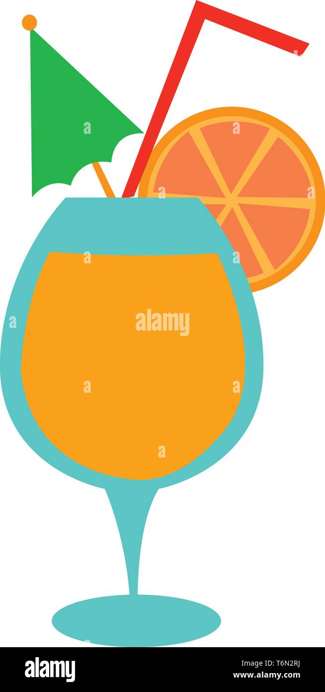 Un elegante party bicchieri riempiti con una bevanda alcolica mescolata con il succo di frutta di limone verde e giallo ombrello effettuate dal vettore carta colo Illustrazione Vettoriale