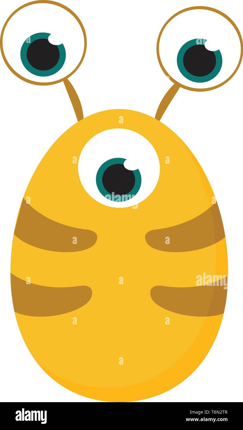 Clipart di colore giallo mostro con un ovale-corpo sagomato e tre occhi sporgenti vettore di disegno a colori o illustrazione Illustrazione Vettoriale