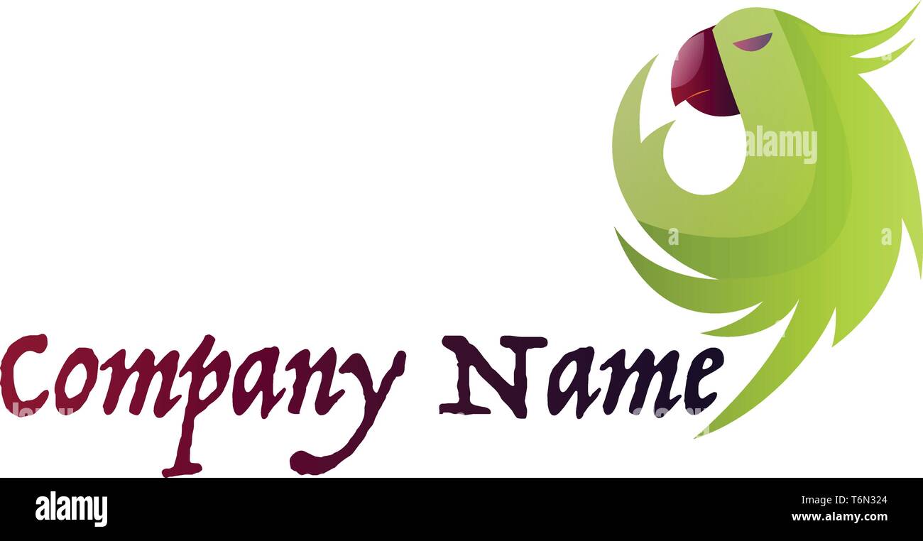 Pappagallo verde testa accanto a un testo vuoto spazio vettoriale illustrazione del logo su sfondo bianco Illustrazione Vettoriale