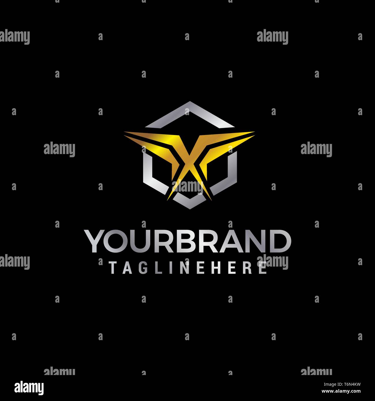 Lettera x gold logo design concept vettore modello Illustrazione Vettoriale