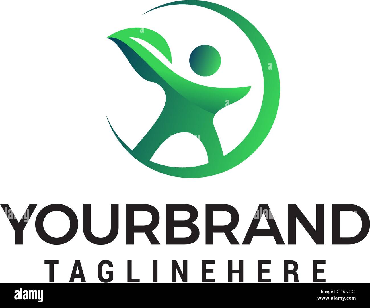 Il corpo e la cura di persone logo figura su foglie design concept vettore modello Illustrazione Vettoriale