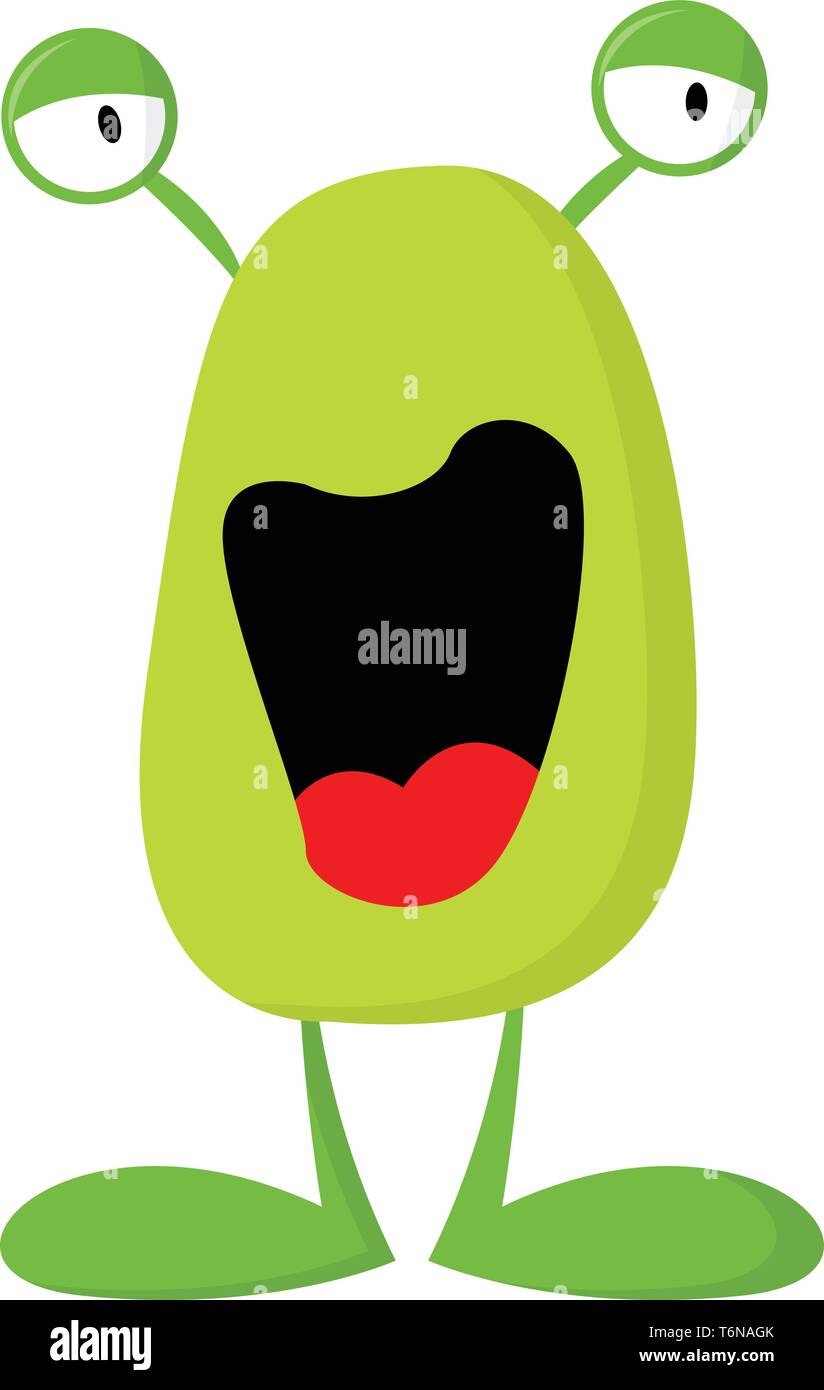 Un mostro verde in una forte risata vettore faccia il colore di disegno o illustrazione Illustrazione Vettoriale