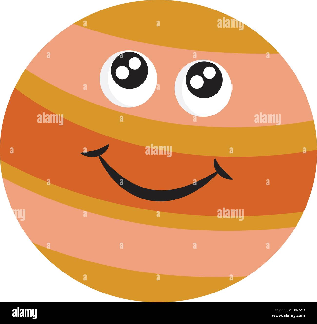 Un schizzo di un grande pianeta chiamato Giove con un vettore smiley il colore di disegno o illustrazione Illustrazione Vettoriale