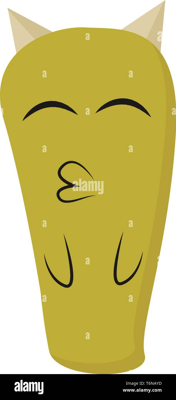 Un mostro verde con due corna sembra essere baciare con gli occhi chiusi di vettore di disegno a colori o illustrazione Illustrazione Vettoriale