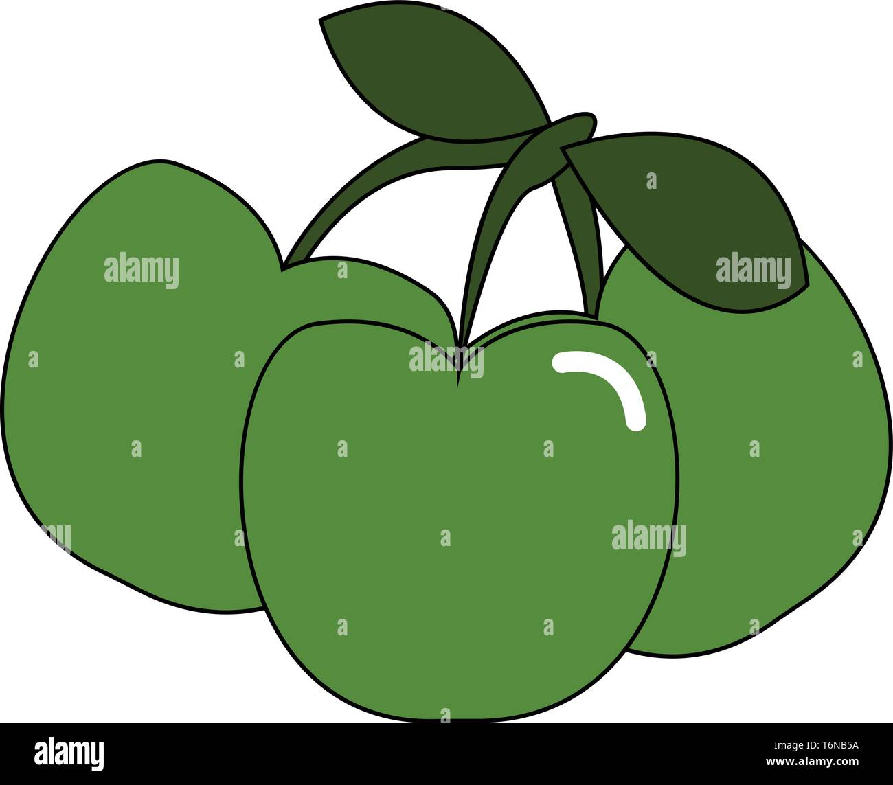 Un mazzetto di poco verde vettore apple il colore di disegno o illustrazione Illustrazione Vettoriale