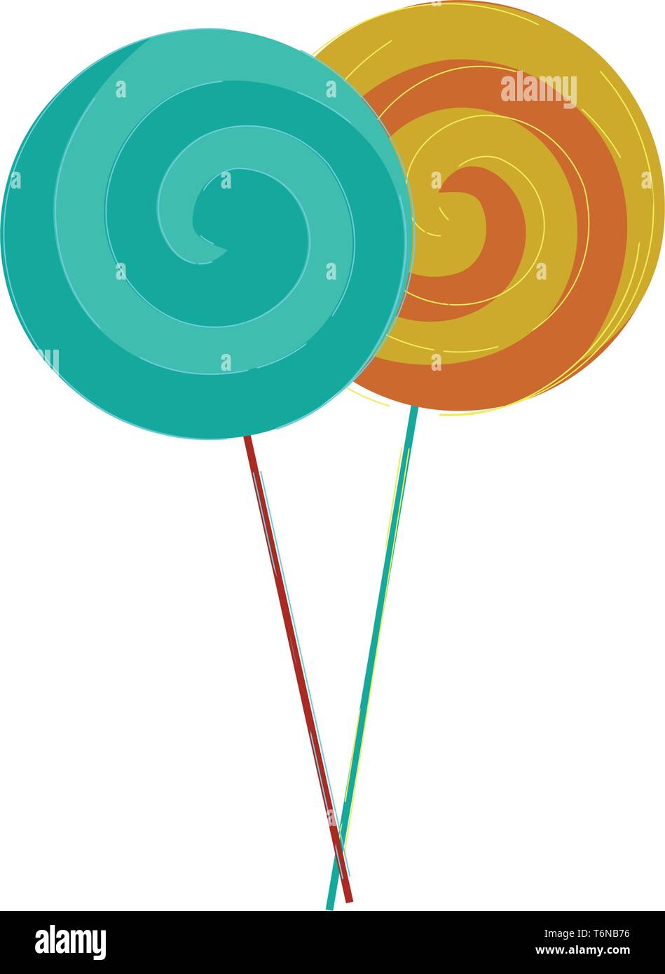 Due lecca-lecca colorati in colori blu e gialli vettore di disegno a colori o illustrazione Illustrazione Vettoriale