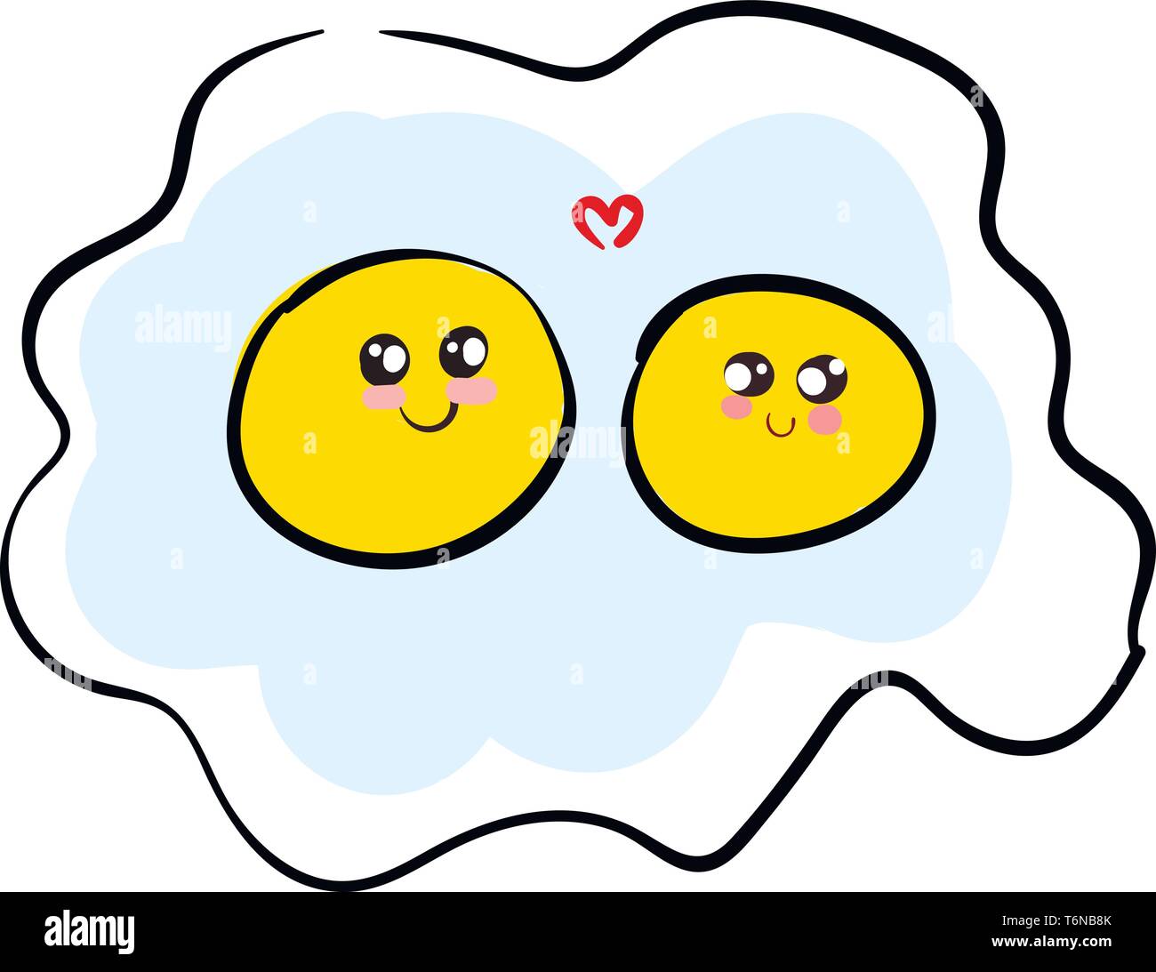 Amore di due uova in un vettore di frittata con disegno a colori o illustrazione Illustrazione Vettoriale