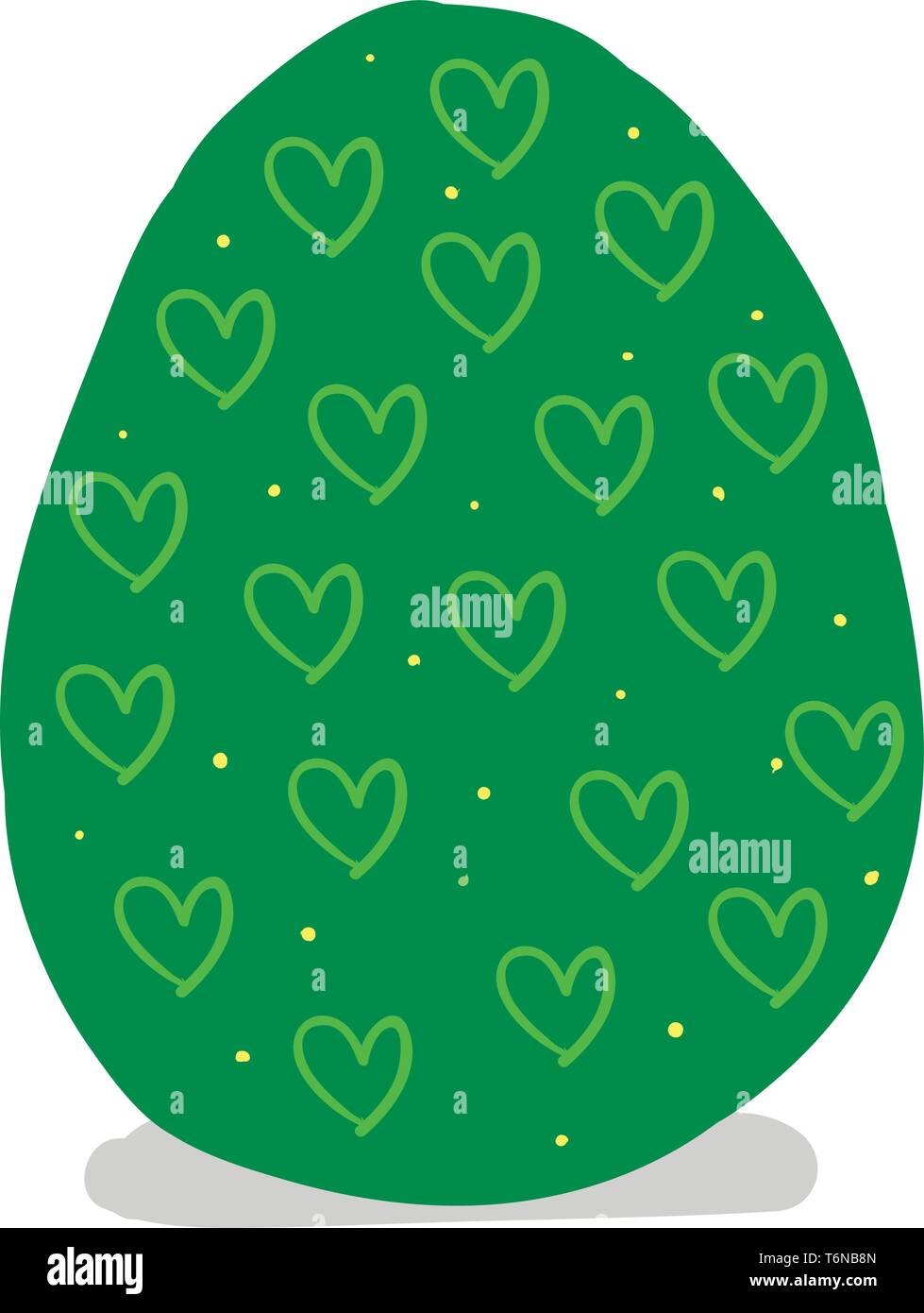 Un grosso uovo di pasqua in colore verde con disegni di cuore sul vettore che il colore di disegno o illustrazione Illustrazione Vettoriale