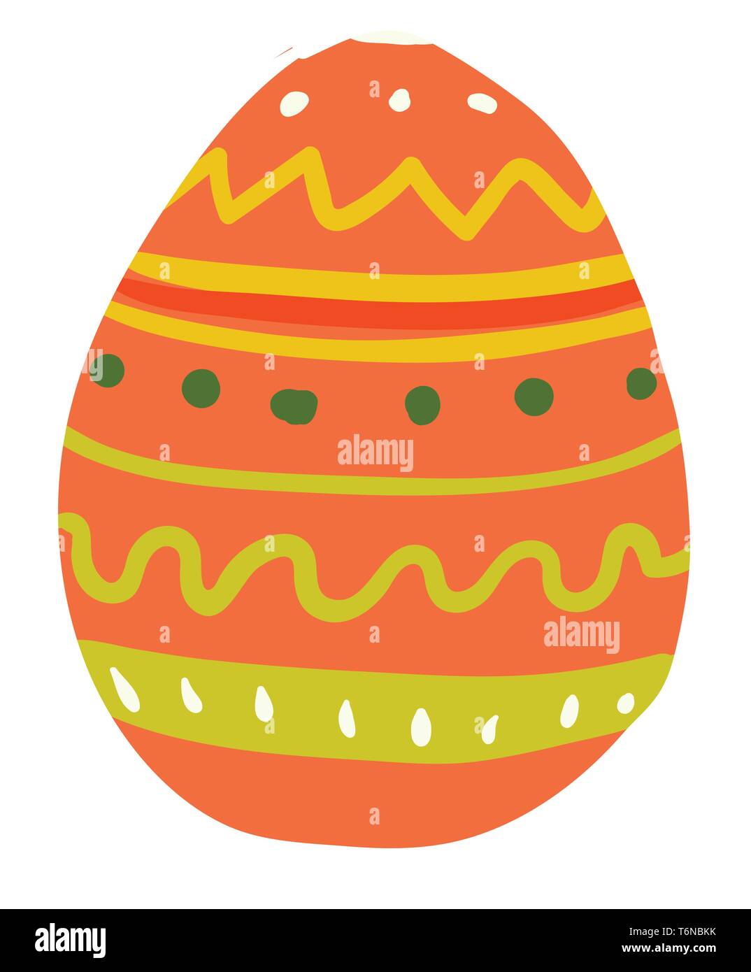 Un uovo di pasqua in colore arancione con disegni sul vettore che il colore di disegno o illustrazione Illustrazione Vettoriale