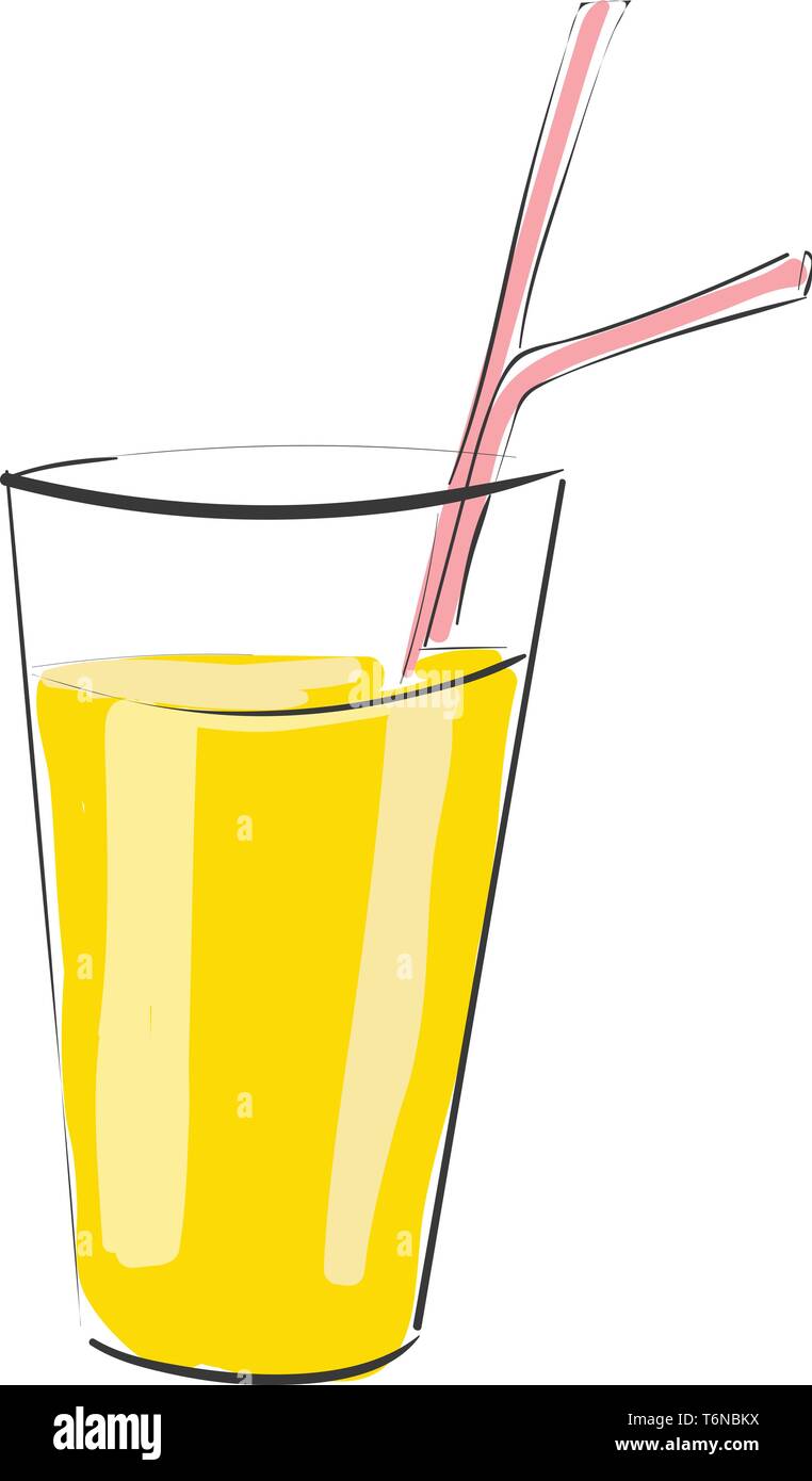Un bicchiere di succo d'arancia fresco con due cannucce vettore di disegno  a colori o illustrazione Immagine e Vettoriale - Alamy