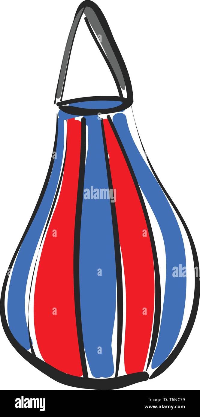 Un blu e rosso striato sacco da boxe vettore di disegno a colori o illustrazione Illustrazione Vettoriale