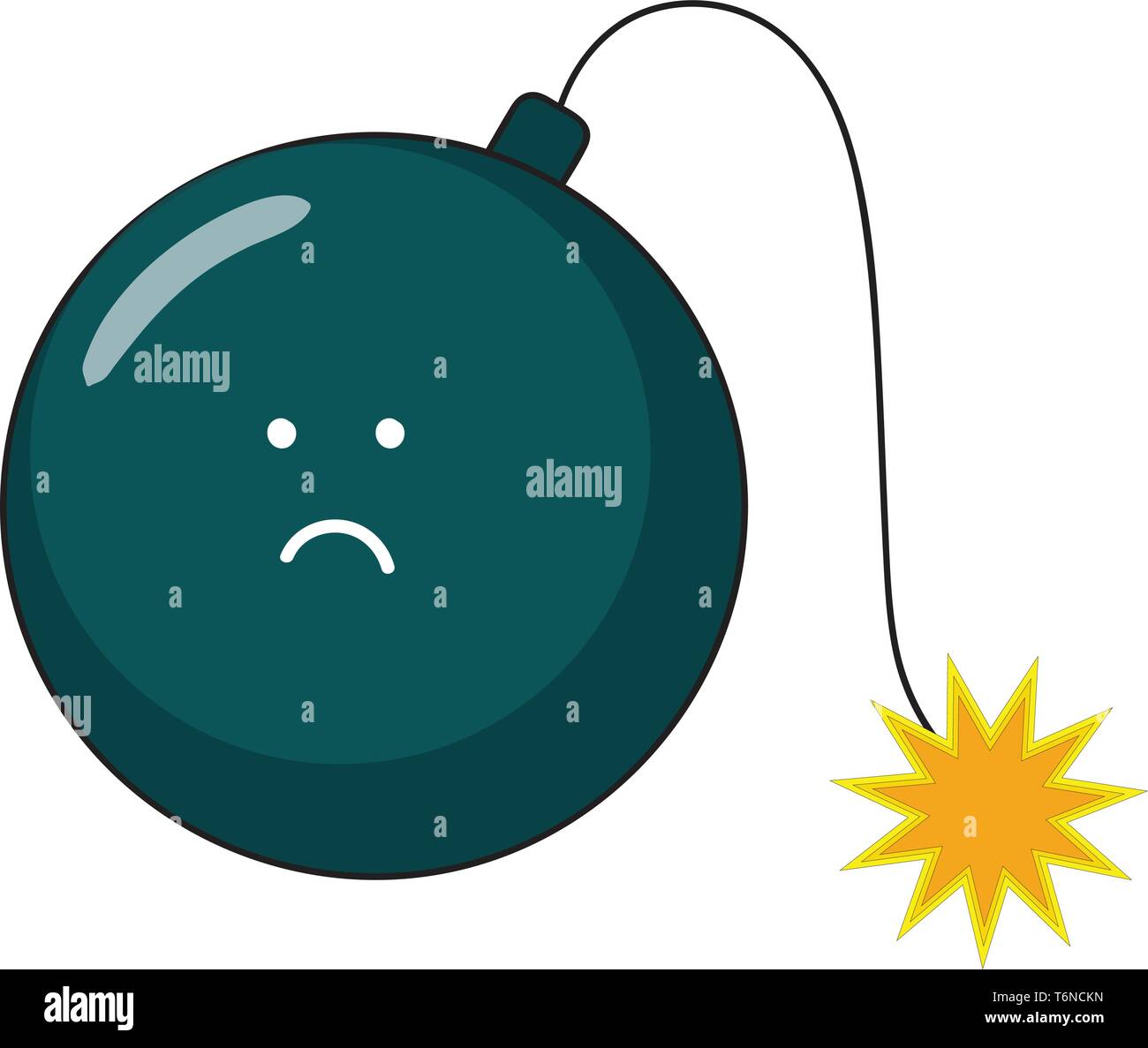 Un triste bomba blu impostato sul vettore di fuoco il colore di disegno o illustrazione Illustrazione Vettoriale