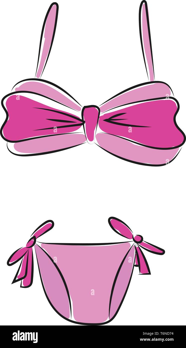 Una rosa elegante costume da bagno per una bambina di vettore di disegno a colori o illustrazione Illustrazione Vettoriale