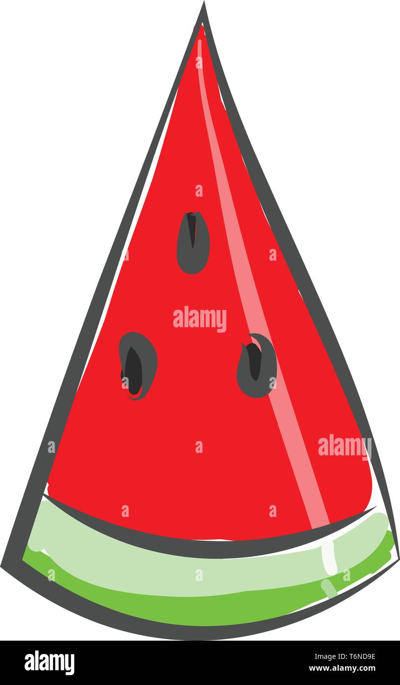 Una spilla di gustoso cocomero rosso tagliato in pezzo unico vettore di disegno a colori o illustrazione Illustrazione Vettoriale