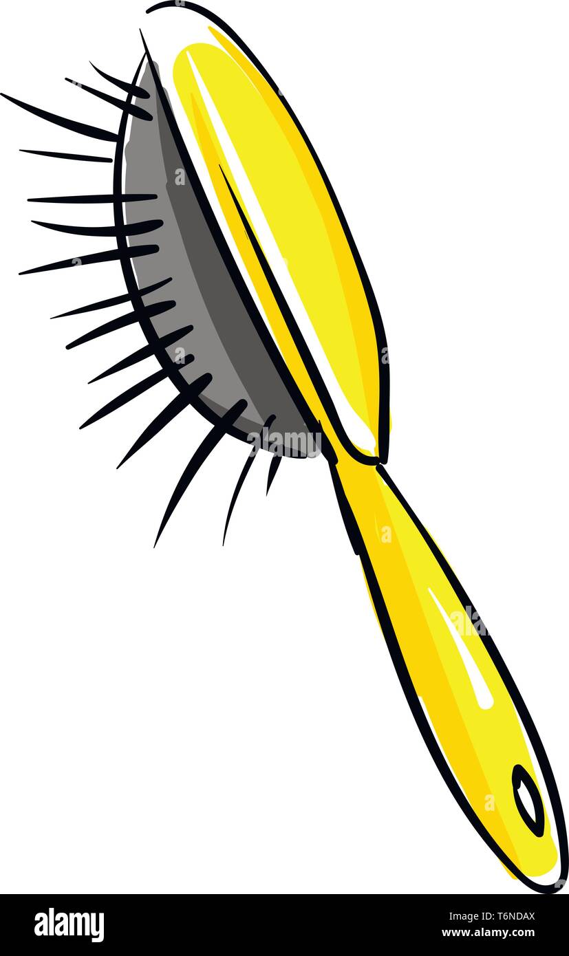 Un colore giallo moderno spazzola per pettinare i capelli del vettore di disegno a colori o illustrazione Illustrazione Vettoriale