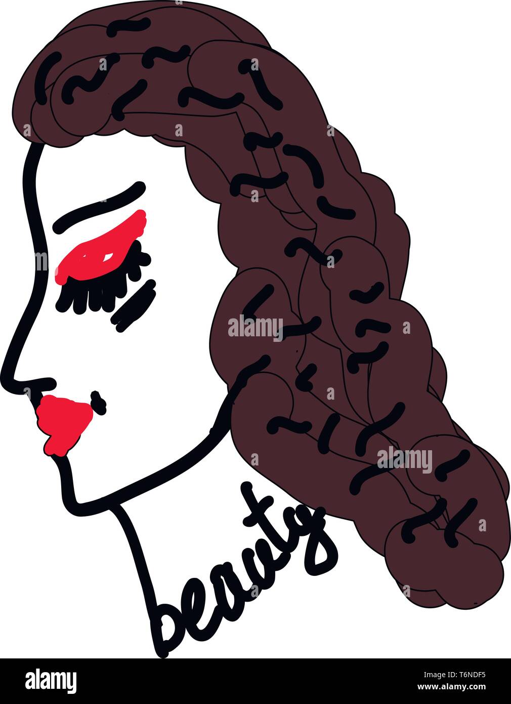 Schizzo della faccia laterale di una bella donna occhio chiuso con grazioso ciglia dipinte di rosso collo lipsHer abbozzato come bellezza in una curva vettore della grafia Illustrazione Vettoriale Schizzo della faccia laterale di una bella donna occhio chiuso con grazioso ciglia dipinte di rosso collo lipsHer abbozzato come bellezza in una curva vettore della grafia Illustrazione Vettoriale