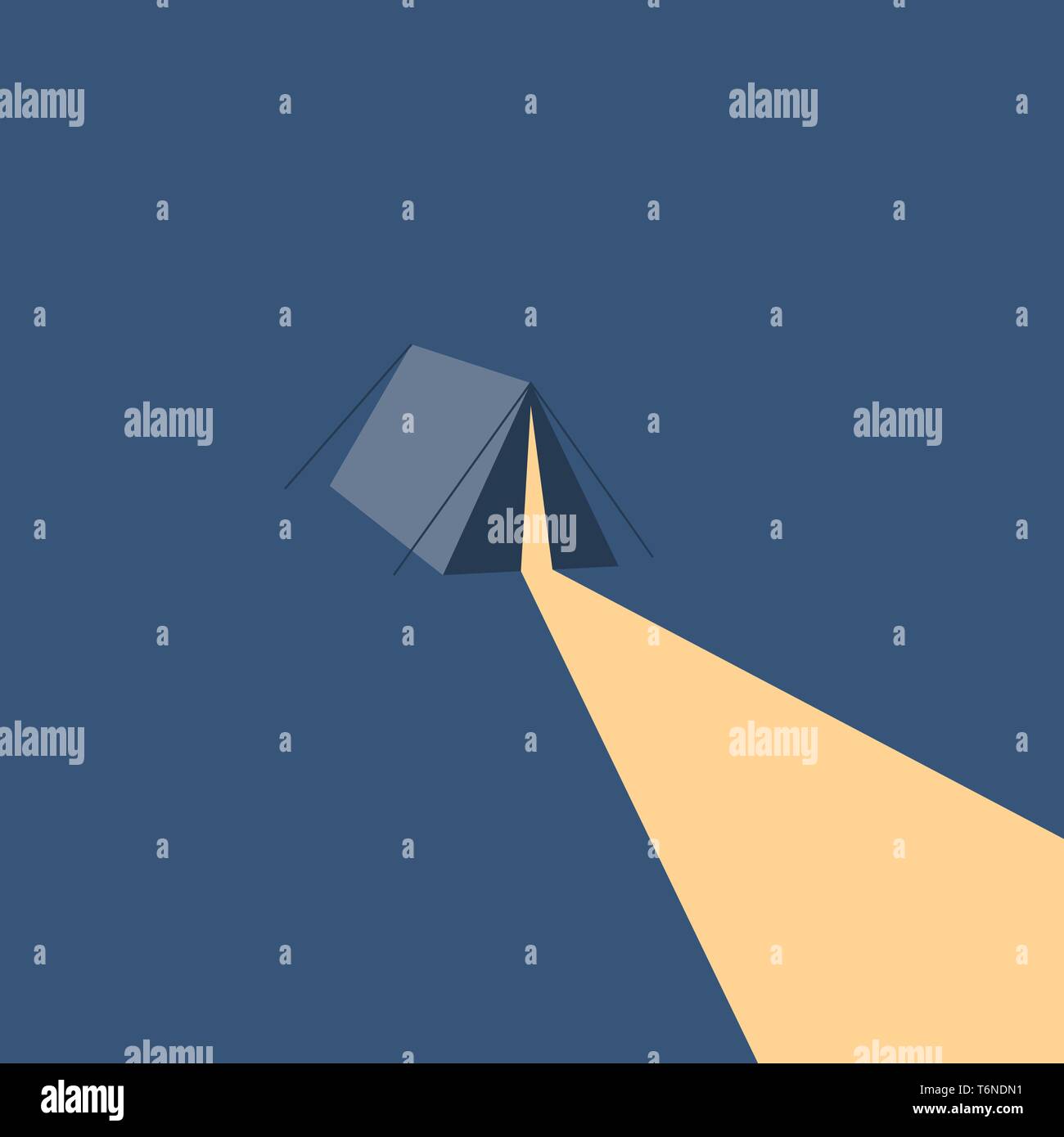 Un piccolo colorato di blu tenda campeggio estivo che serve come un sito ricreativo per i bambini durante le vacanze estive del vettore di disegno a colori o illustrazione Illustrazione Vettoriale