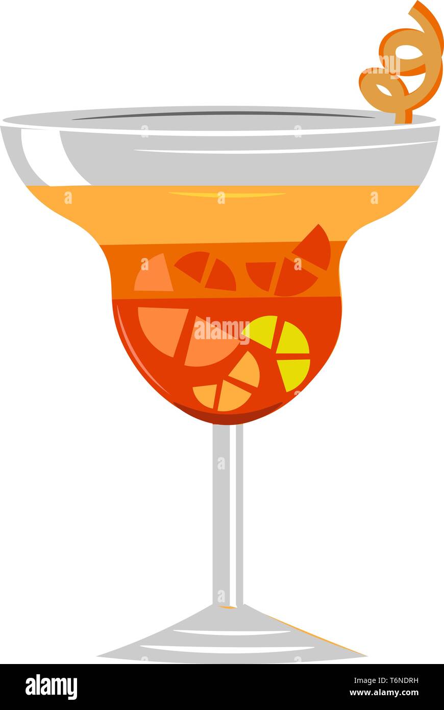 Il disegno della parte elegante della vetreria riempito con una bevanda alcolica mescolata con il succo di frutta di limone e una paglia avvolta a spirale per gustare la bevanda vettore Illustrazione Vettoriale