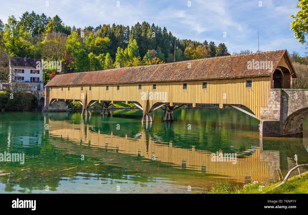 Ponte sul Reno da Rheinau a Altenburg Foto Stock