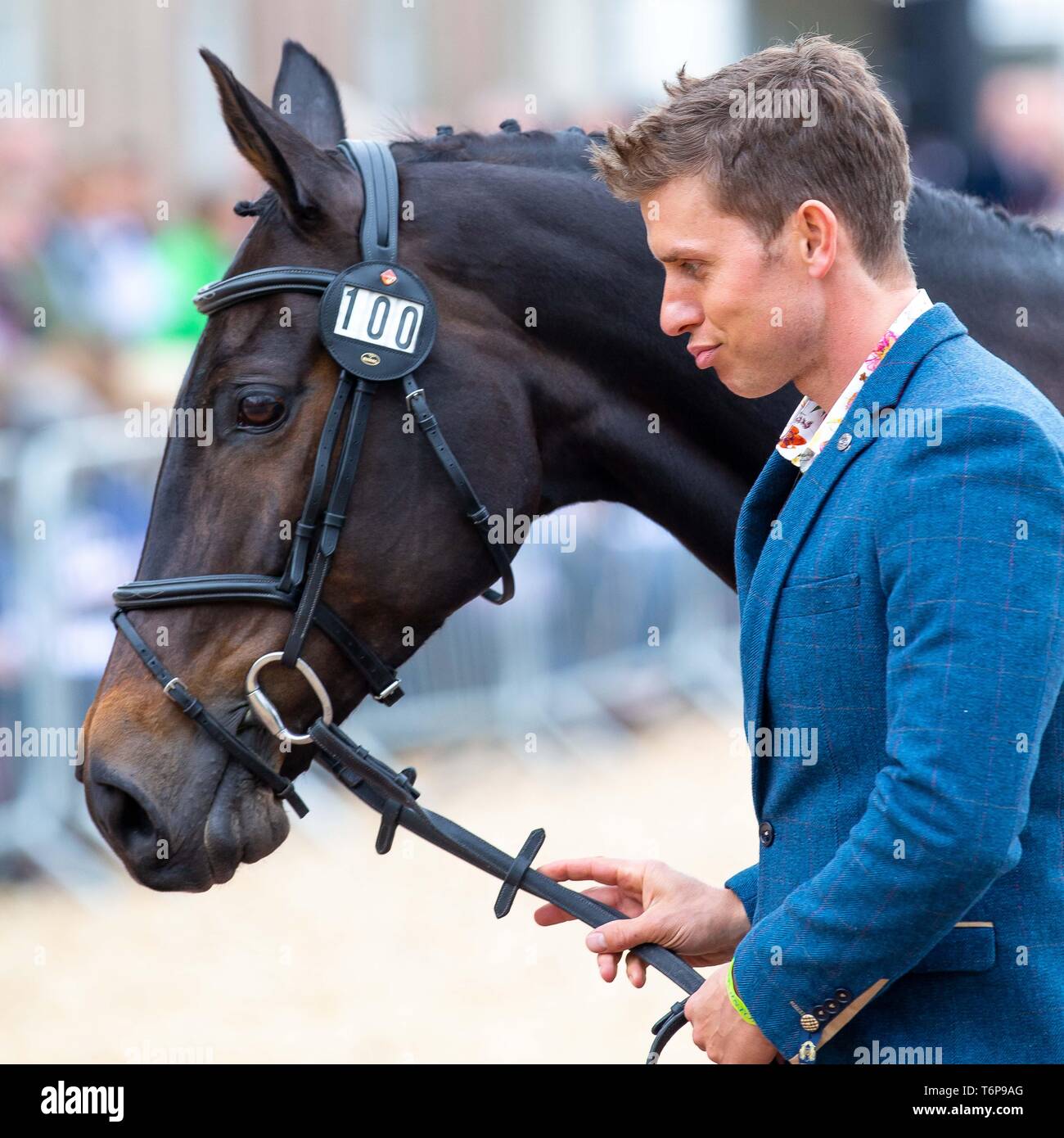 Badminton, Gloucestershire, UK. 02Maggio, 2019. Tom croccante. GBR. La libertà e la gloria. Di trotto. Mitsubishi Motors Badminton Horse Trials. Rolex Grand Slam evento. Horse Trials. Eventing. Badminton. Gloucestershire. Regno Unito. GBR. {01}/{05}/{2019}. Credito: Sport In immagini/Alamy Live News Foto Stock