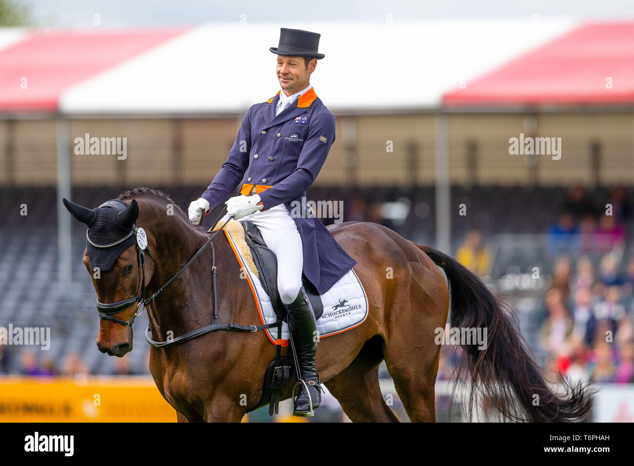 Badminton, UK. Il 2 maggio 2019. Christopher Burton. AUS. Graf Liberty. Punteggio ottenuto 27.7. Dressage. Mitsubishi Motors Badminton Horse Trials. Rolex Grand Slam evento. Horse Trials. Eventing. Badminton. Gloucestershire. Regno Unito. GBR. 02/05/2019. Credito: Sport In immagini/Alamy Live News Foto Stock