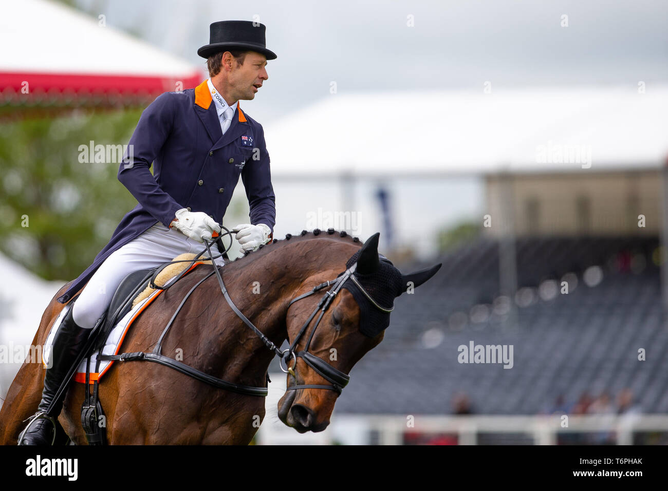 Badminton, UK. Il 2 maggio 2019. Christopher Burton. AUS. Graf Liberty. Punteggio ottenuto 27.7. Dressage. Mitsubishi Motors Badminton Horse Trials. Rolex Grand Slam evento. Horse Trials. Eventing. Badminton. Gloucestershire. Regno Unito. GBR. 02/05/2019. Credito: Sport In immagini/Alamy Live News Foto Stock