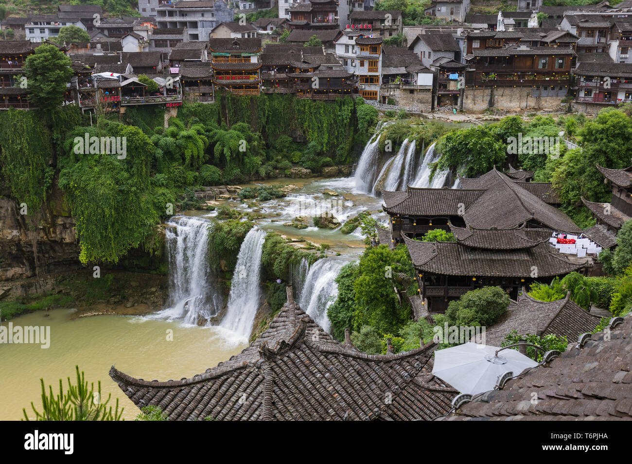 Furong antico borgo e cascata - Cina Hunan Foto Stock