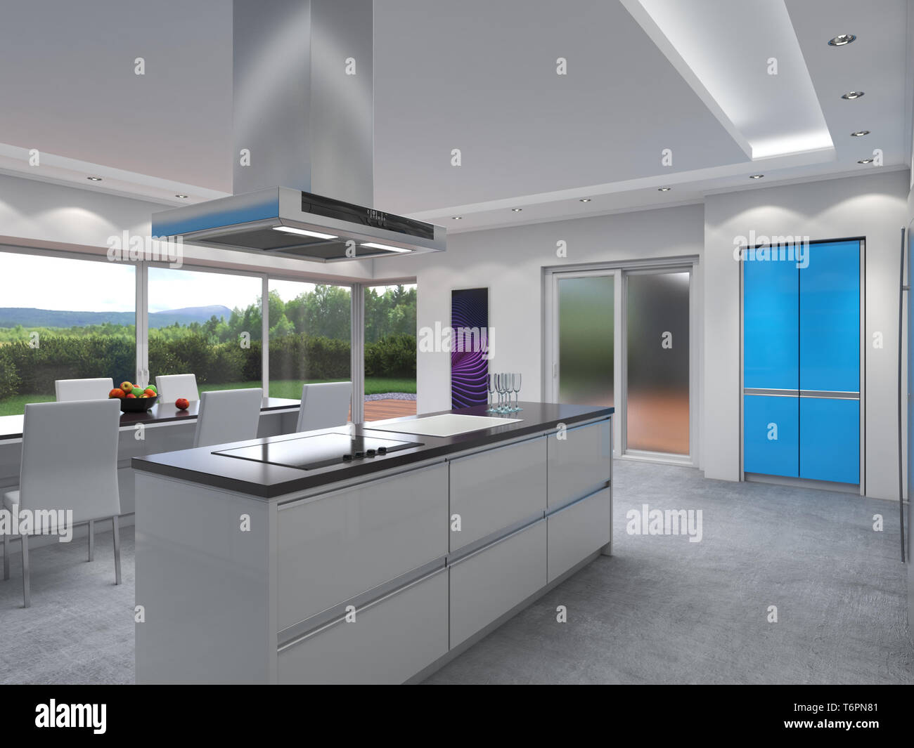 3D rendering cucina moderna Foto Stock